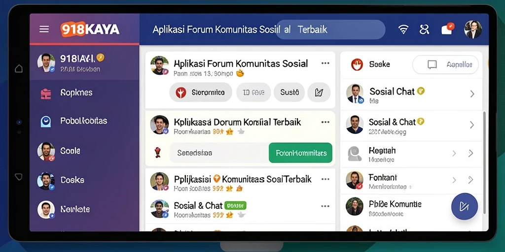 Antarmuka pengguna aplikasi Forum Komunitas 918KAYA yang menarik dan intuitif.