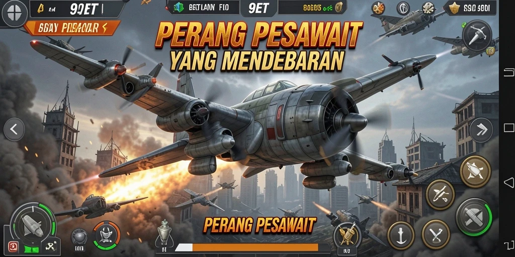 Antarmuka seru dan aksi seru dalam Perang Pesawat.