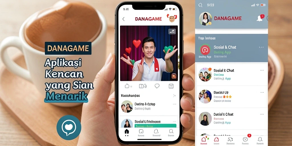 Antarmuka pengguna DANAGAME yang modern dan intuitif untuk kencan online.