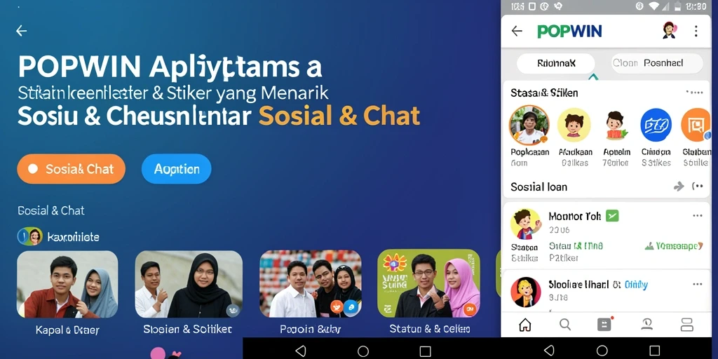 Tampilan antarmuka POPWIN dengan berbagai pilihan stiker menarik.