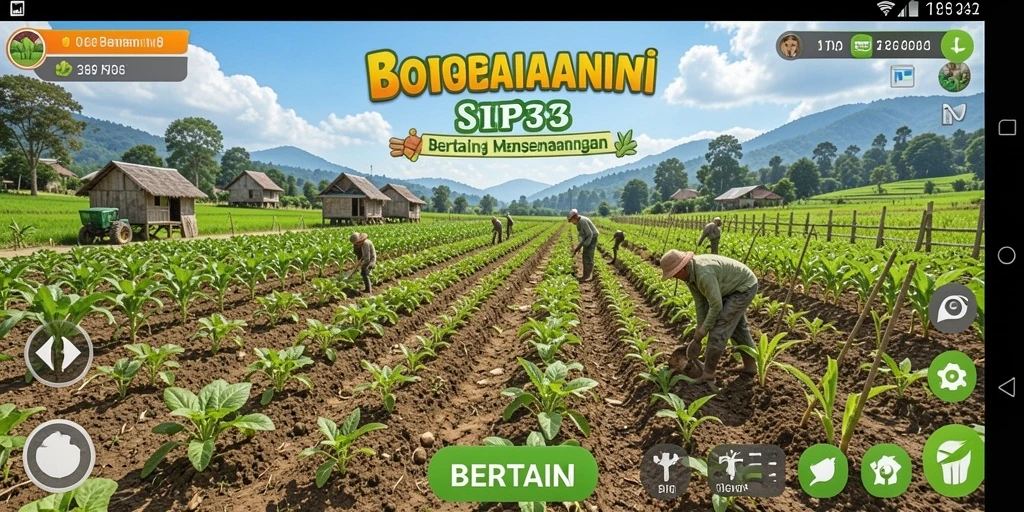 Tampilan antarmuka SIP33 menampilkan ladang pertanian yang rapi dan berwarna-warni.